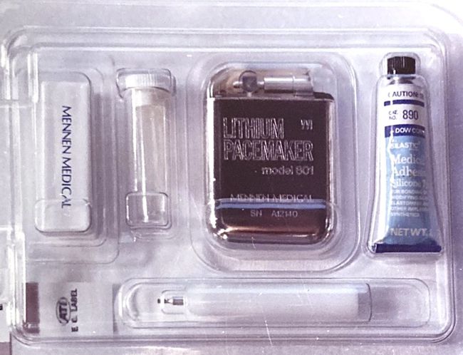 Contents of Mennen Medical’s Model 801 pacemaker blister pack. Image credit: Benny Kiron